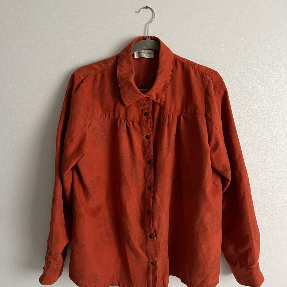 Suede Rust Orange Button-Up Shirt
